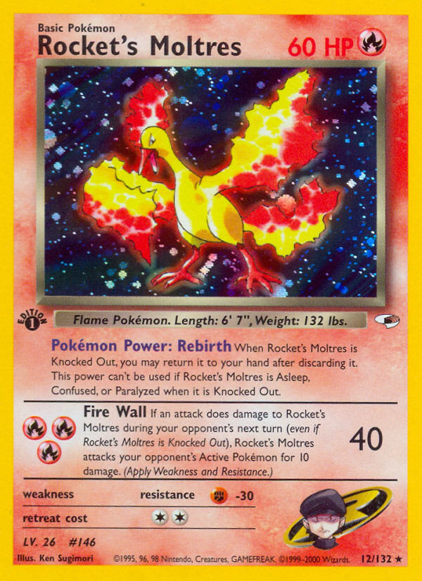Gym Heroes Holo Rocket's Moltres #12/132 first edition